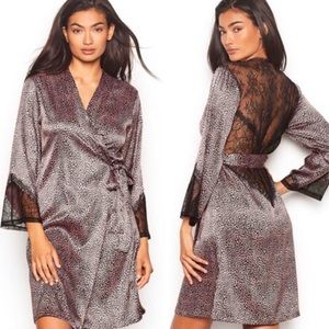 Victoria’s Secret Satin leopard lace wrap robe
